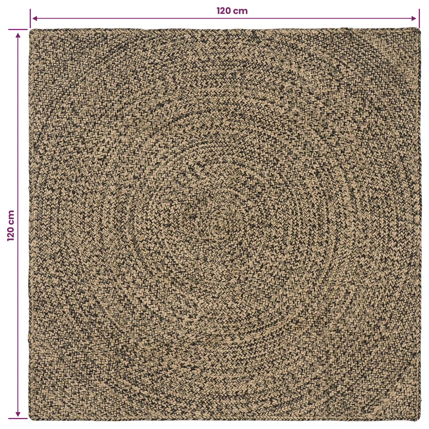 Area Rugs Natural and Black 120 x 120 cm Jute