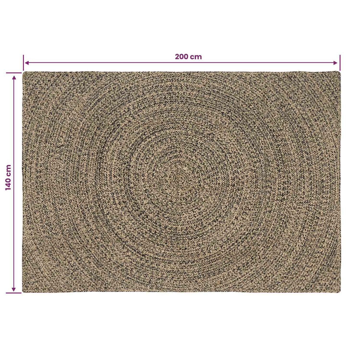 Area Rugs Natural and Black 140 x 200 cm Jute