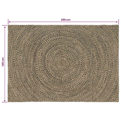 Area Rugs Natural and Black 140 x 200 cm Jute
