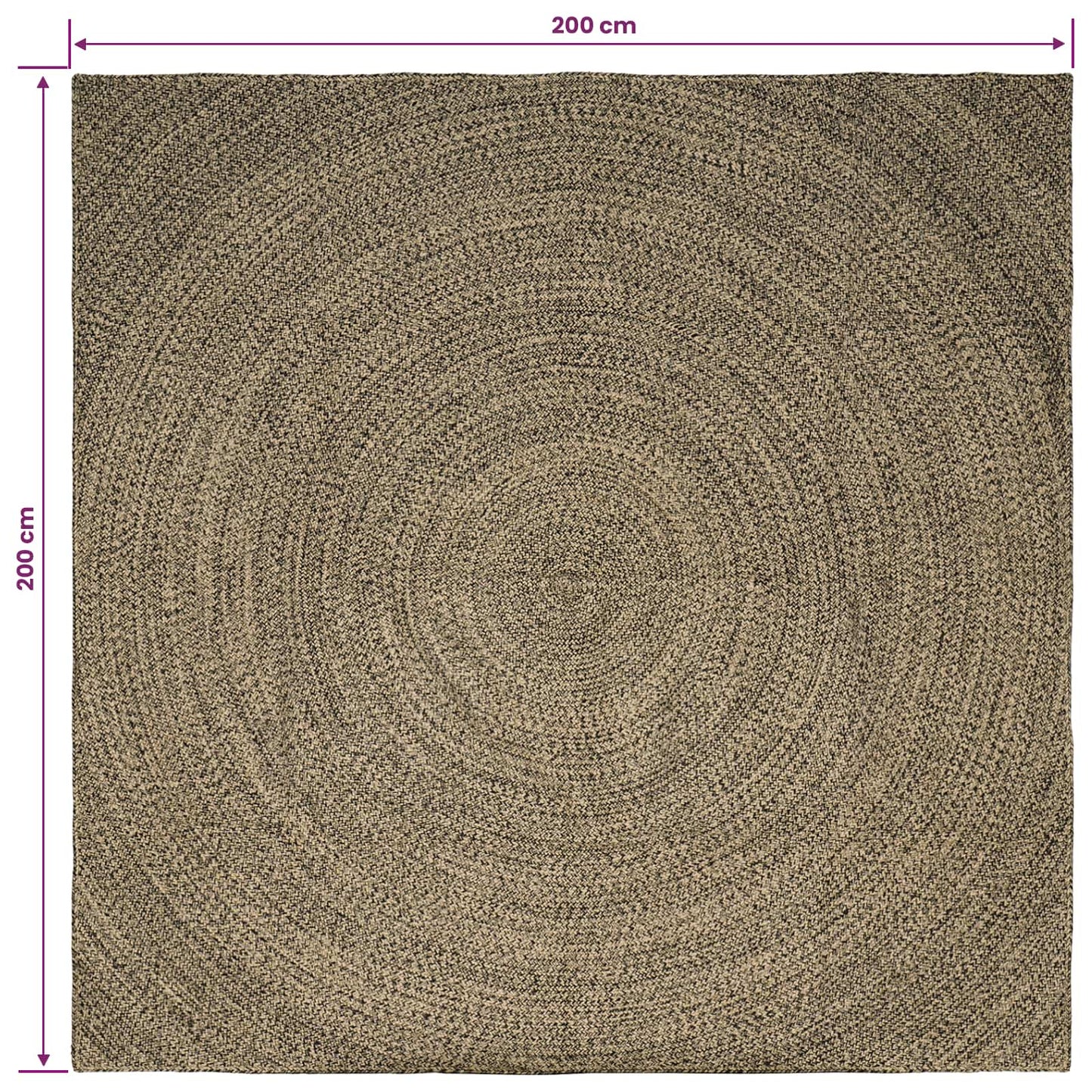 Area Rugs Natural and Black 200 x 200 cm Jute