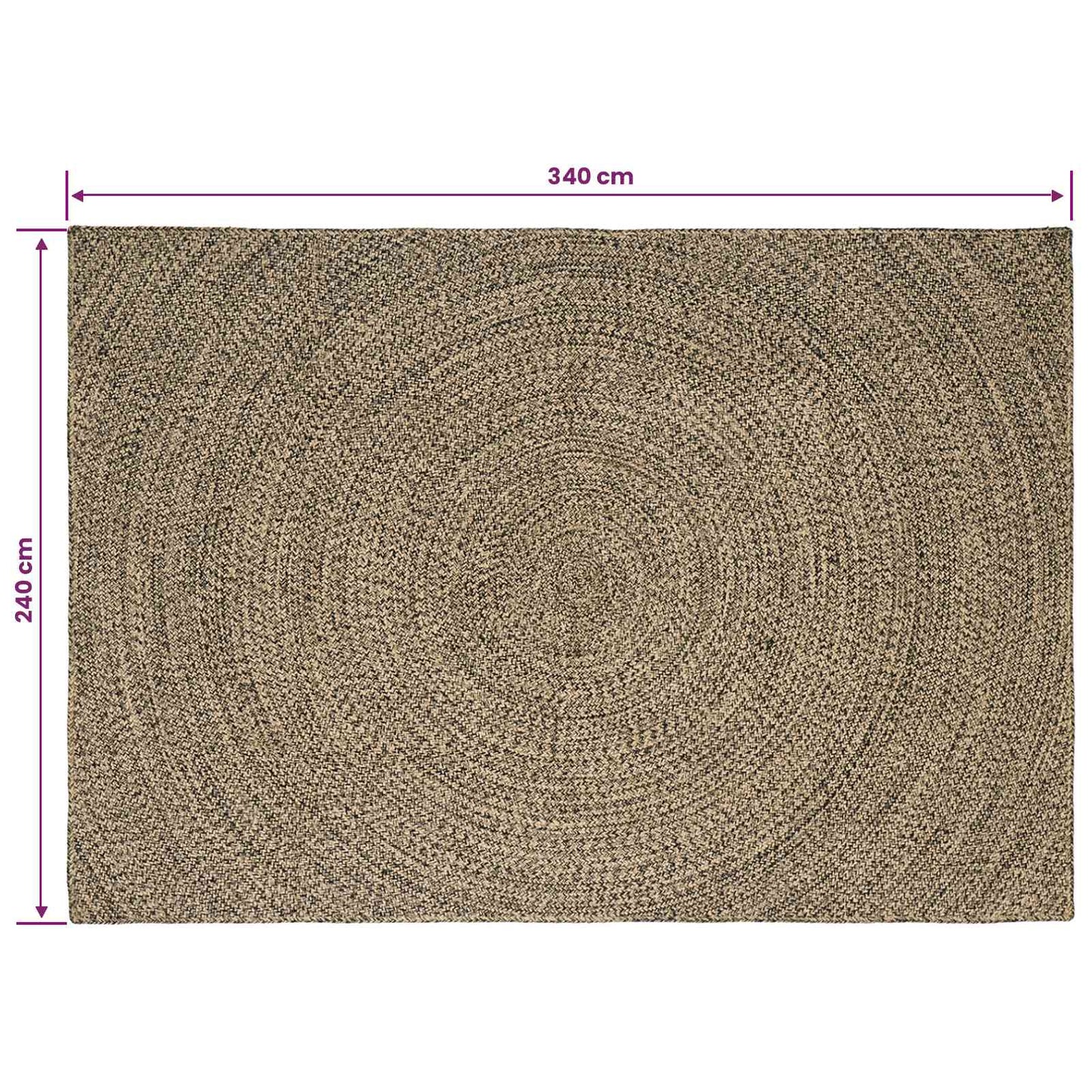 Area Rugs Natural and Black 240 x 340 cm Jute