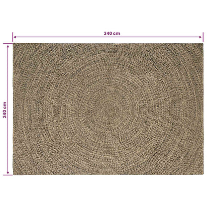 Area Rugs Natural and Black 240 x 340 cm Jute