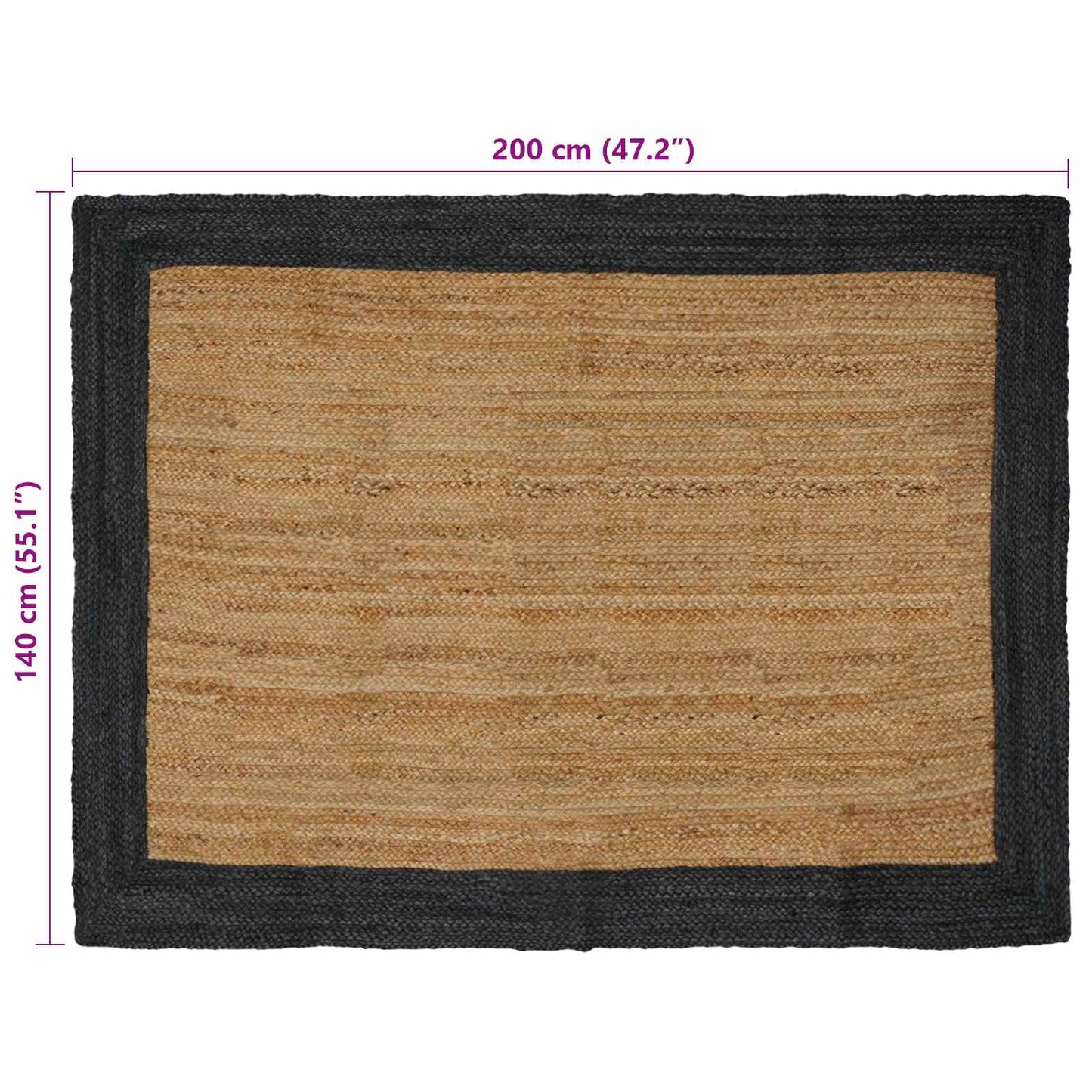 Area Rugs Dark Grey 140 x 200 cm Jute
