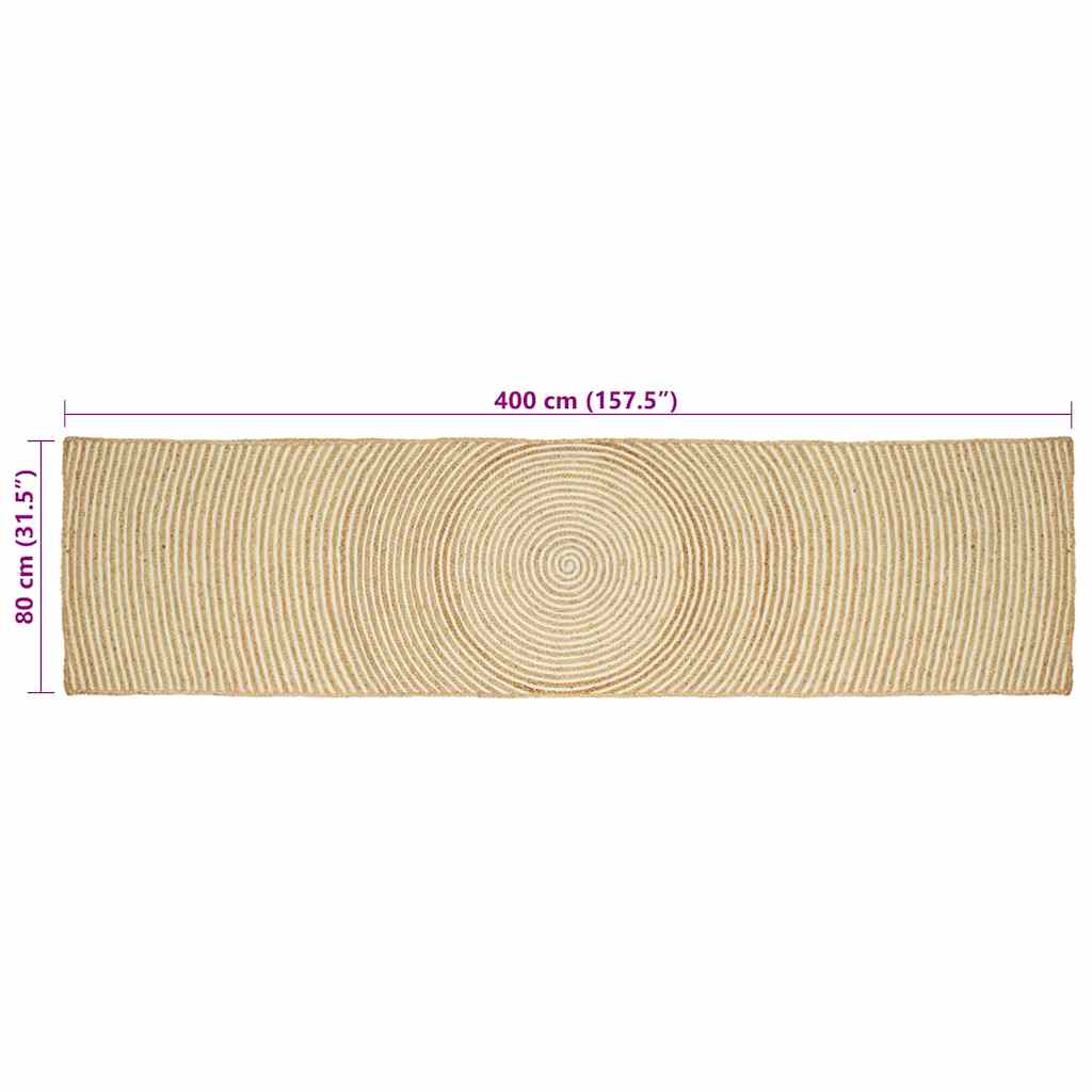 Area Rugs White 80 x 400 cm Jute