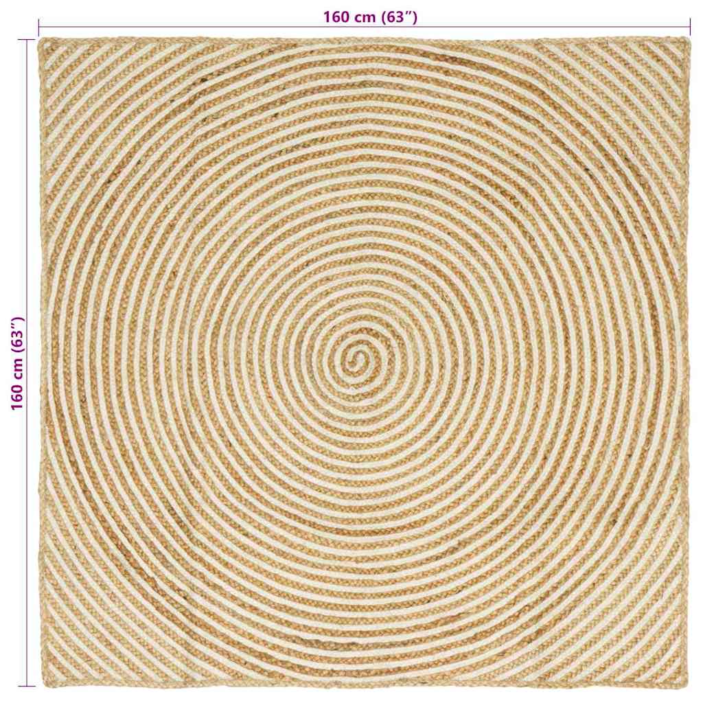Area Rugs White 160 x 160 cm Jute