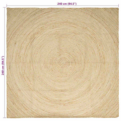 Area Rugs White 240 x 240 cm Jute