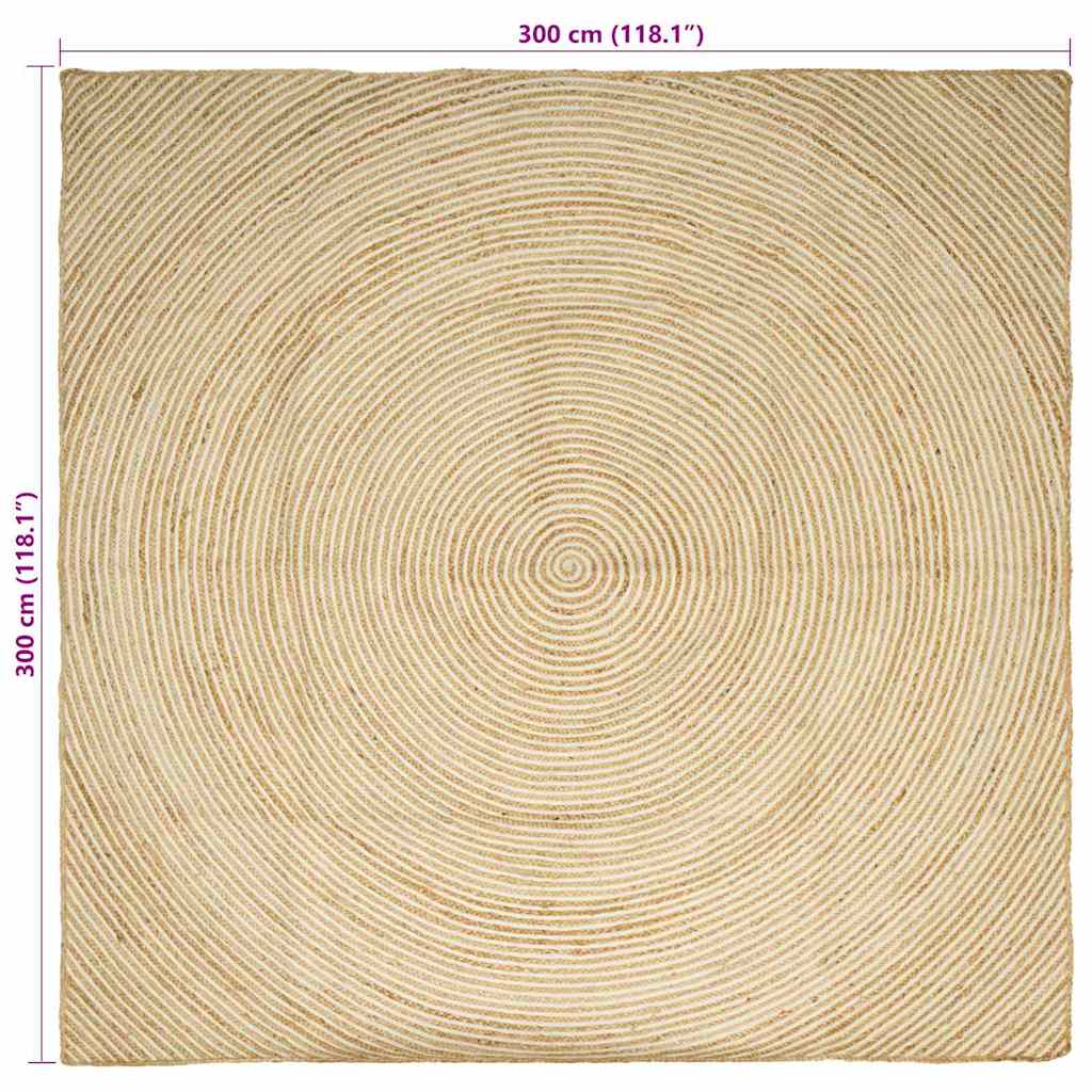 Area Rugs White 300 x 300 cm Jute