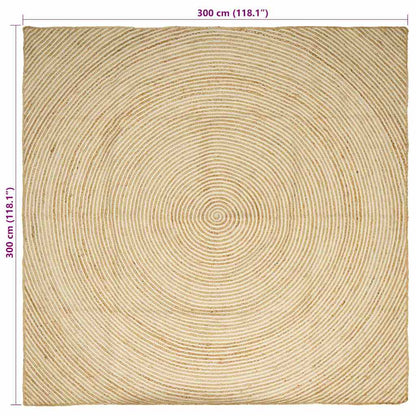 Area Rugs White 300 x 300 cm Jute