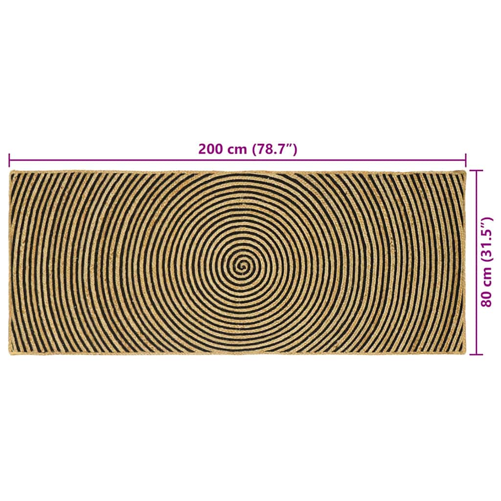 Area Rugs Black 80 x 200 cm Jute