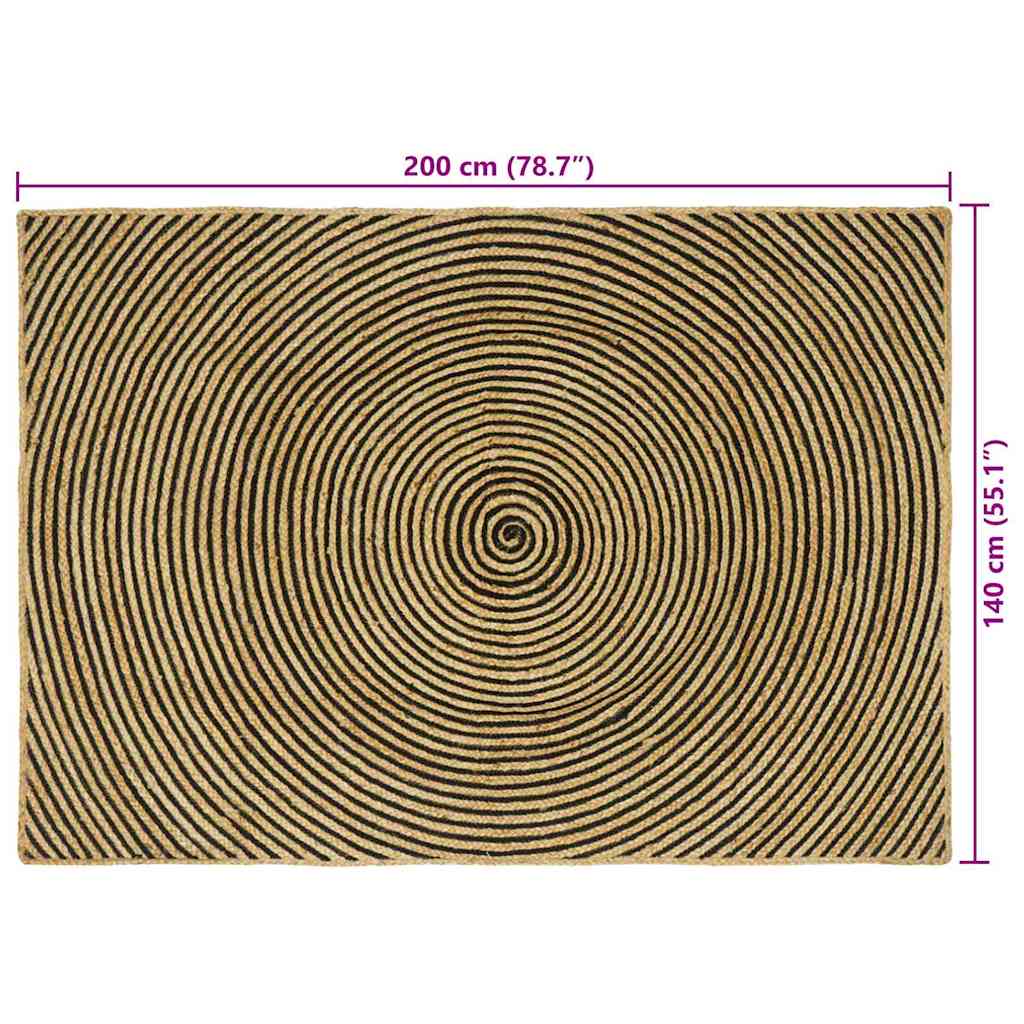 Area Rugs Black 140 x 200 cm Jute