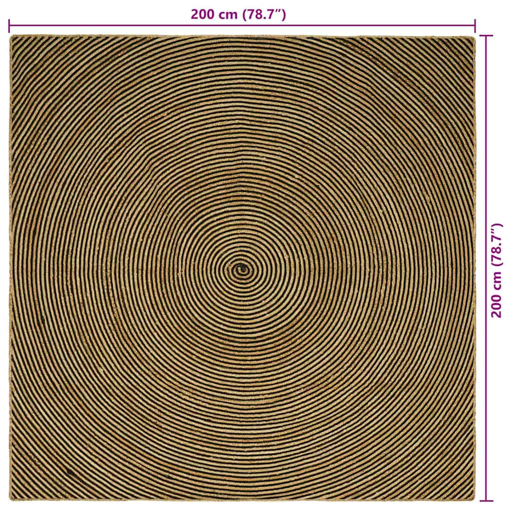 Area Rugs Black 200 x 200 cm Jute