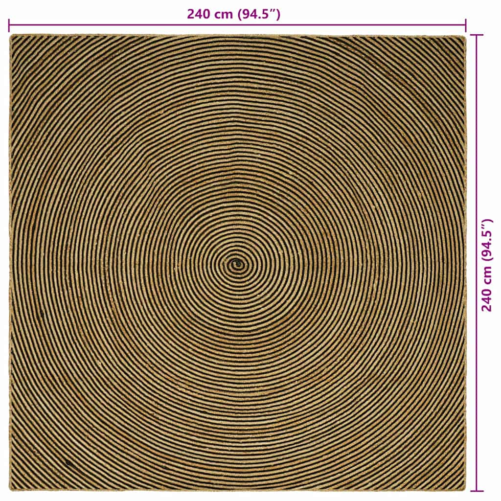 Area Rugs Black 240 x 240 cm Jute