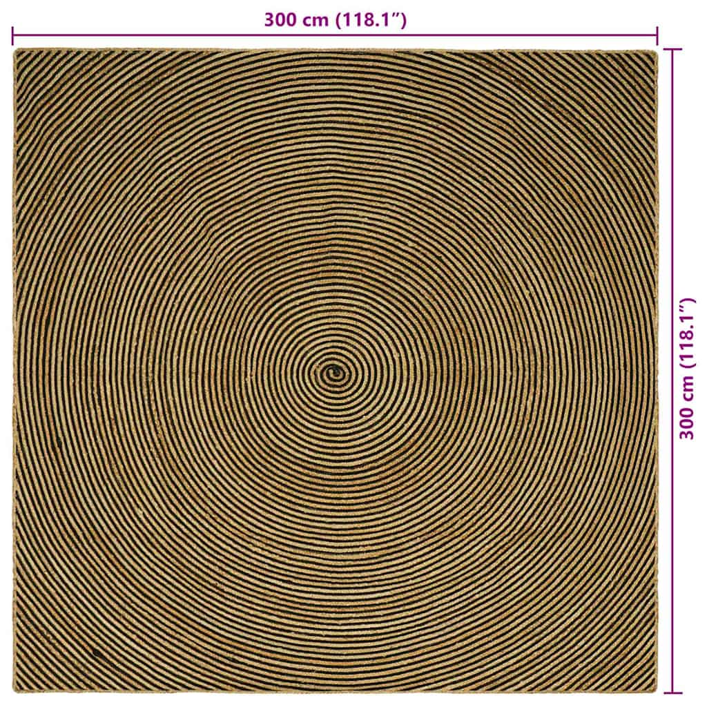 Area Rugs Black 300 x 300 cm Jute