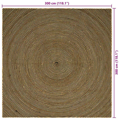 Area Rugs Black 300 x 300 cm Jute