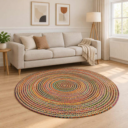 Area Rug Multicolour Ø 210 cm Jute