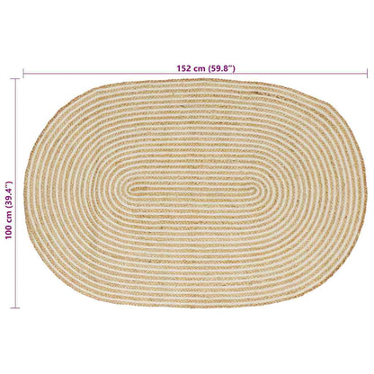 Area Rugs Natural and White 100 x 152 cm Jute