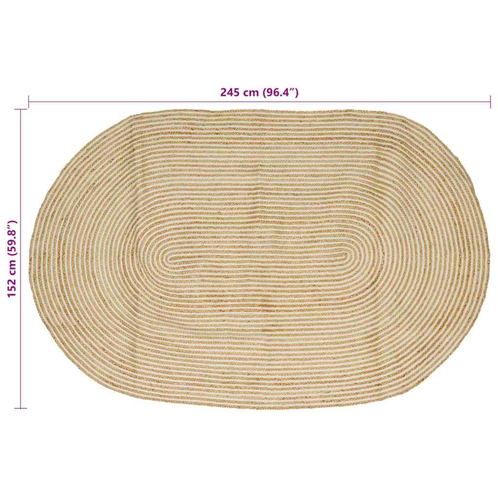 Area Rugs Natural and White 152 x 245 cm Jute