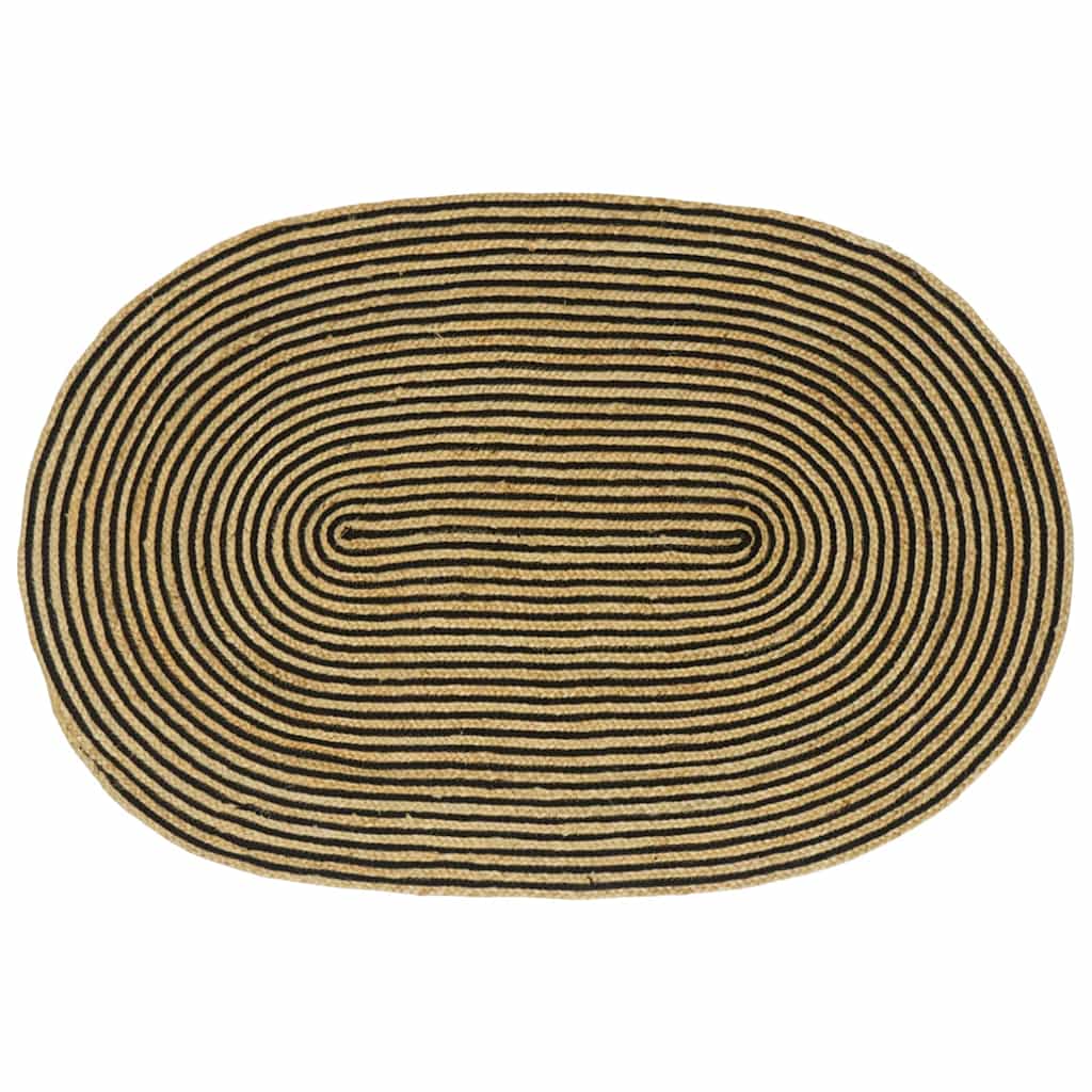 Area Rugs Natural and Black 100 x 152 cm Jute