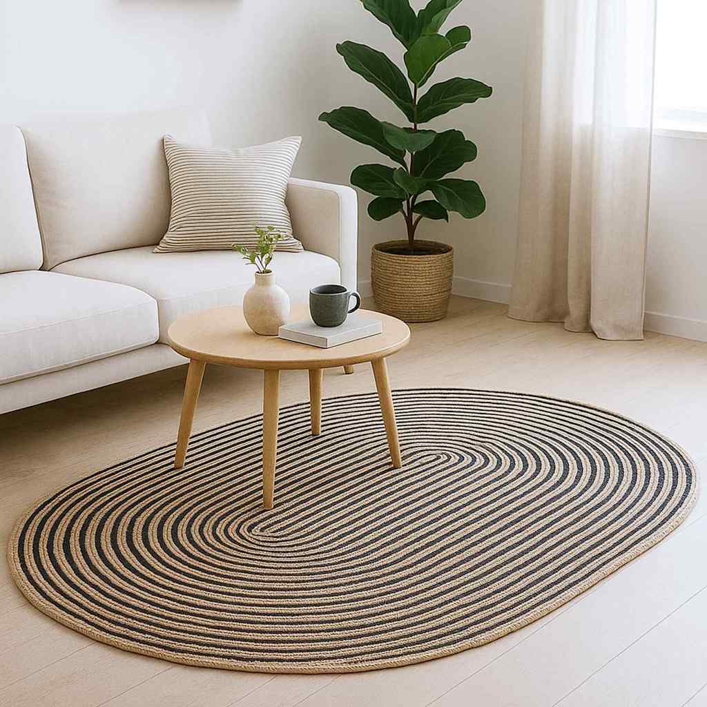 Area Rugs Natural and Black 100 x 152 cm Jute