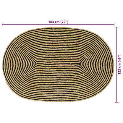 Area Rugs Natural and Black 122 x 183 cm Jute