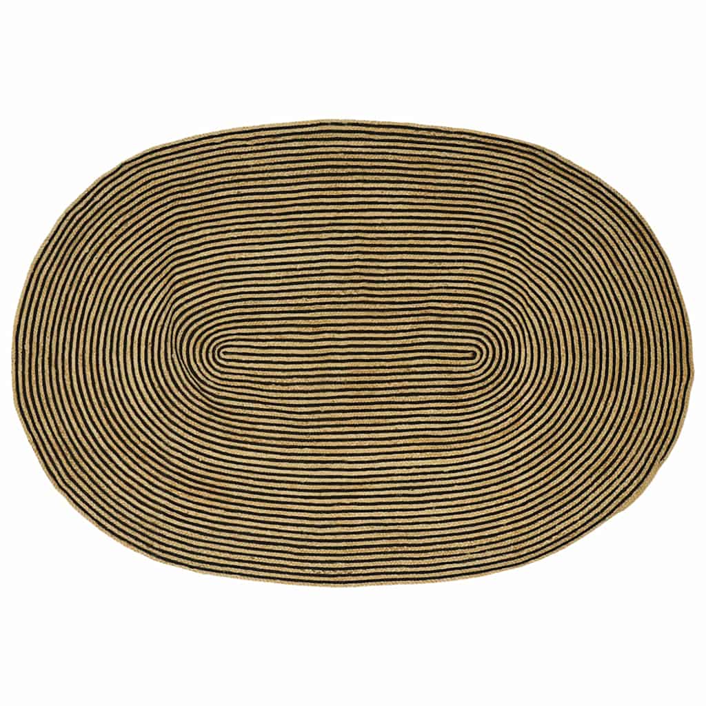 Area Rugs Natural and Black 152 x 245 cm Jute