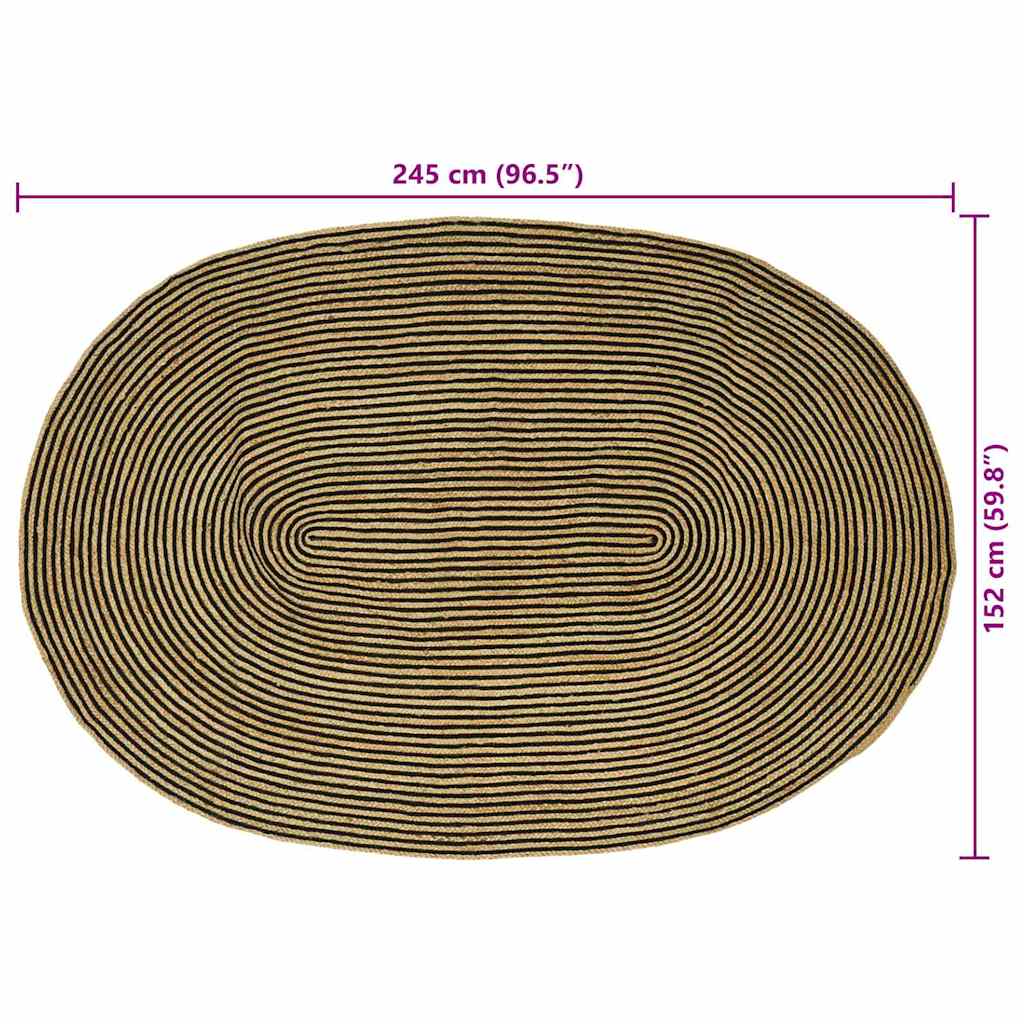 Area Rugs Natural and Black 152 x 245 cm Jute