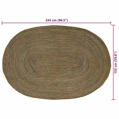 Area Rugs Natural and Black 152 x 245 cm Jute