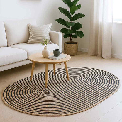Area Rugs Natural and Black 205 x 305 cm Jute