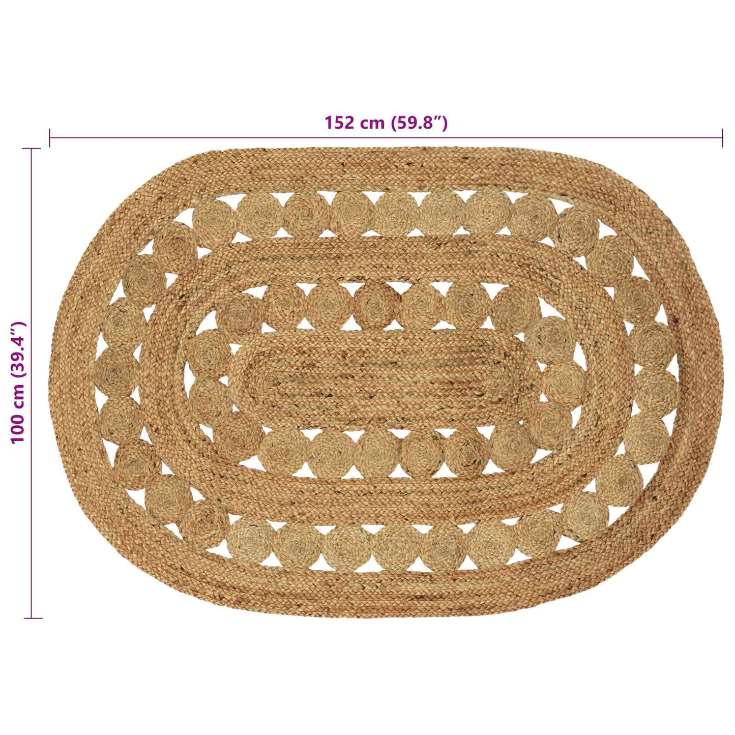 Area Rugs Natural 100 x 152 cm Jute