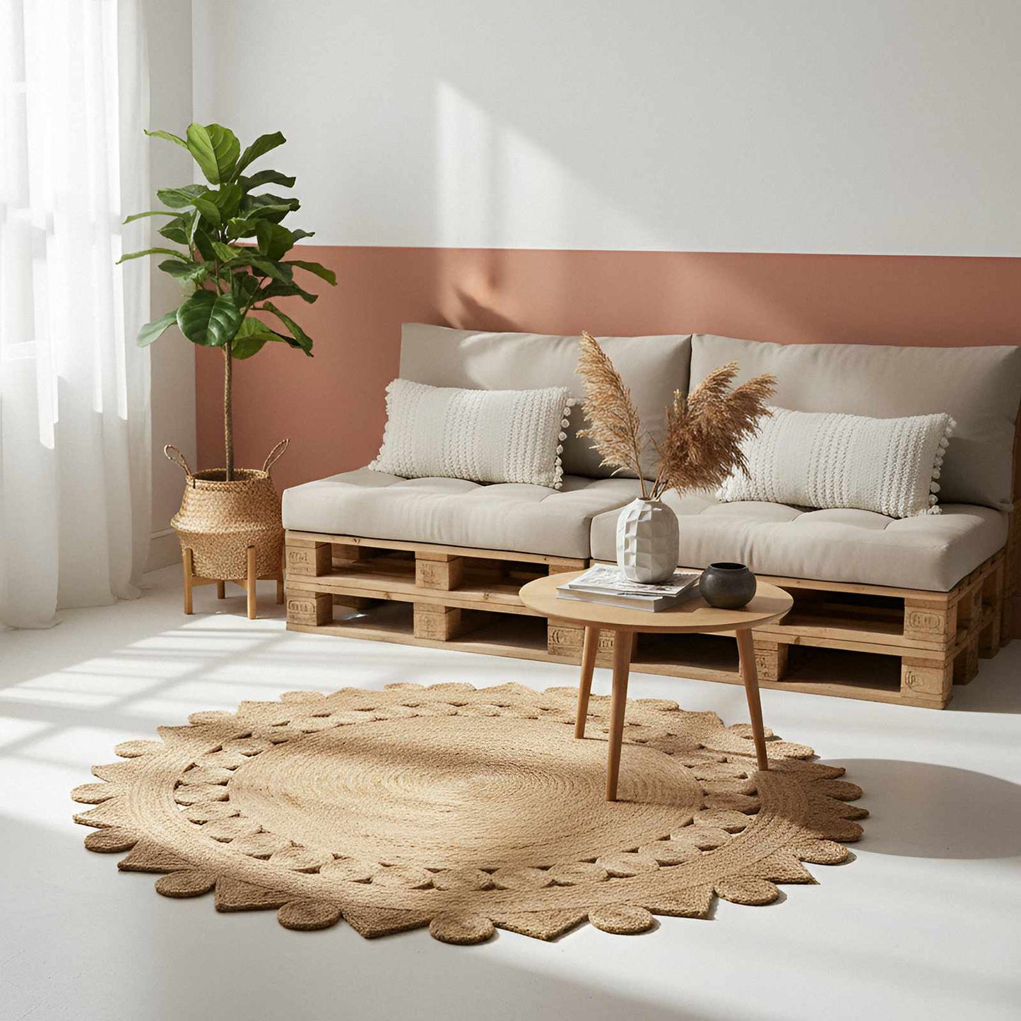 Rug Brown Ø 210 cm Jute