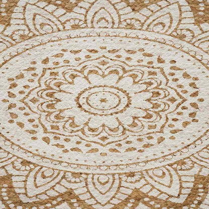 Area Rugs Floral Natural with White Print 100 x 152 cm Jute
