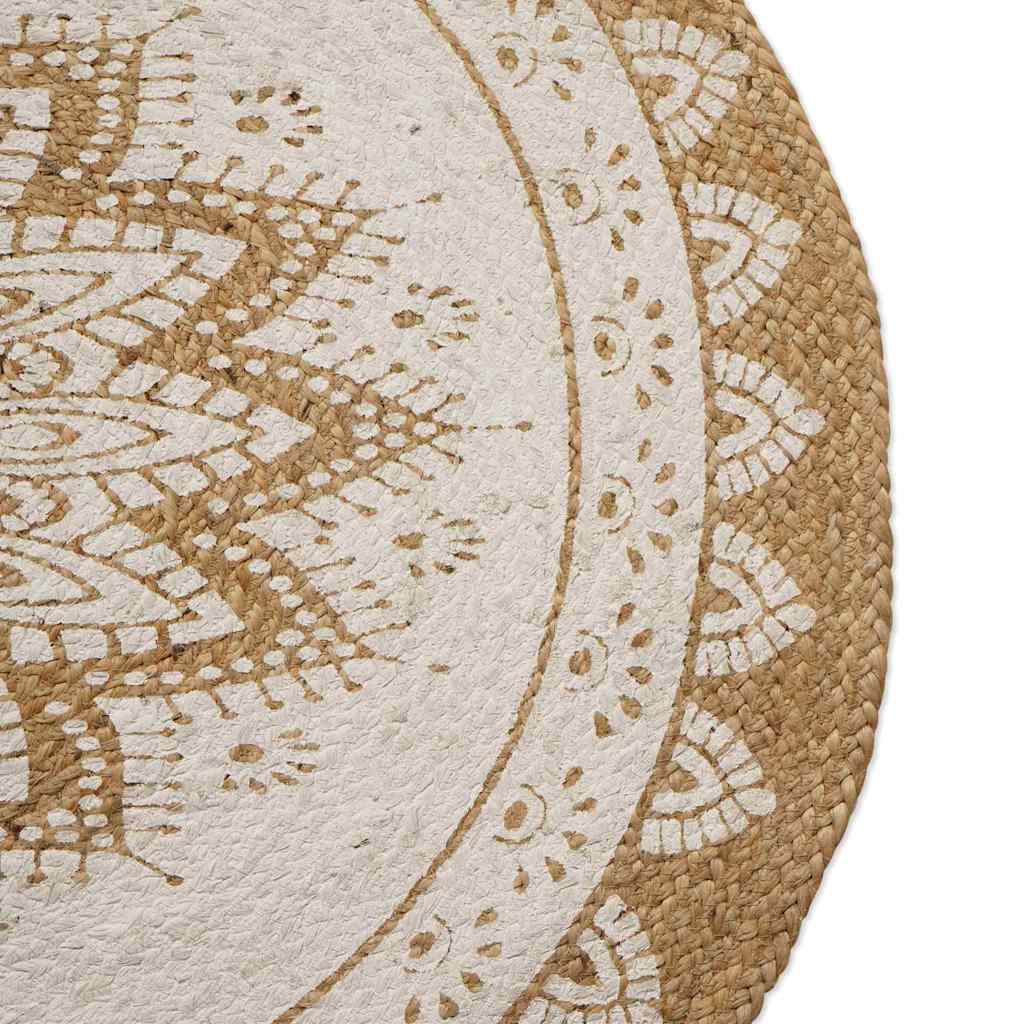 Area Rugs Floral Natural with White Print 205 x 305 cm Jute