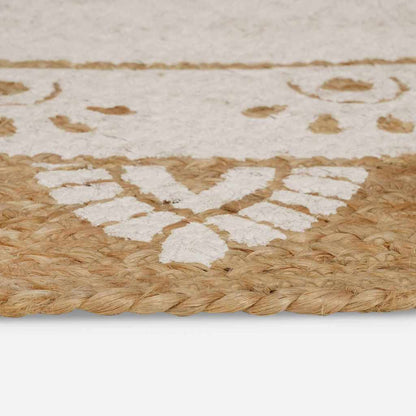 Area Rugs Floral Natural with White Print 205 x 305 cm Jute