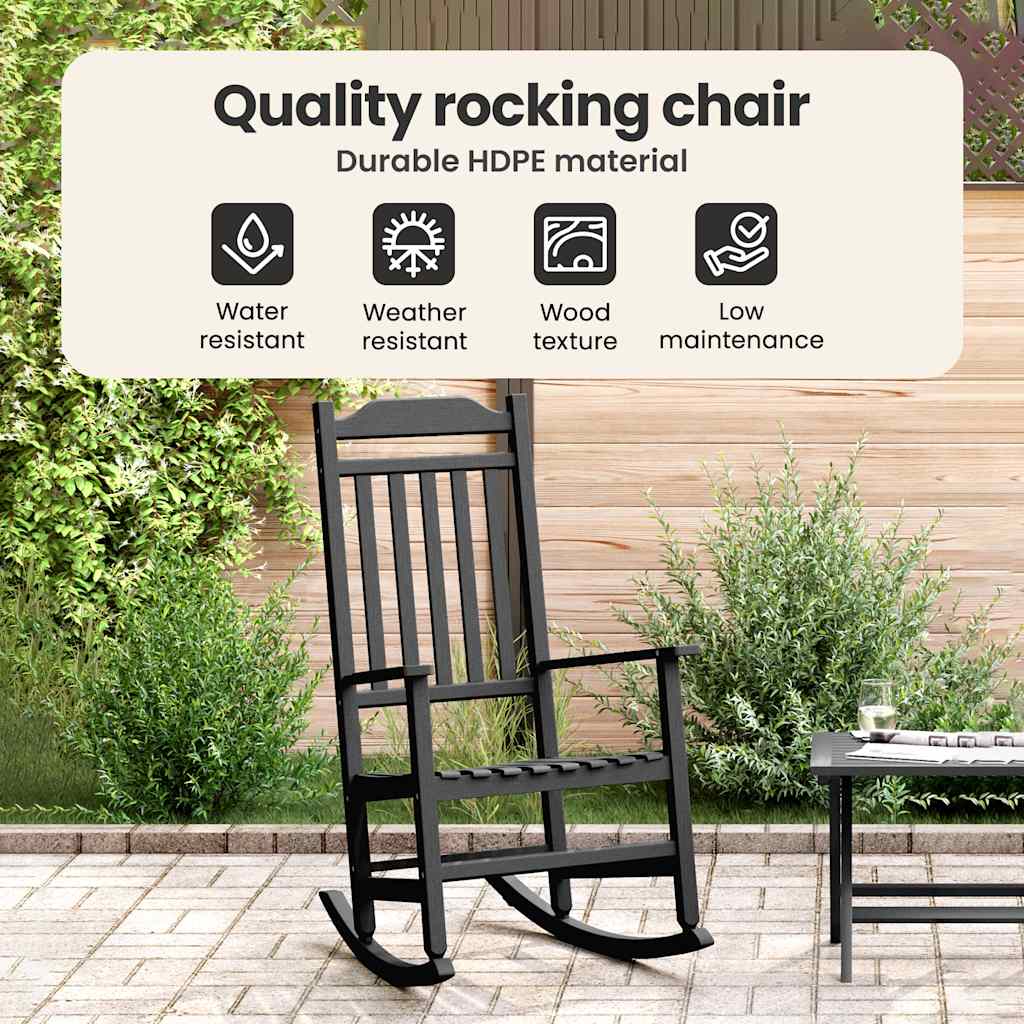 Rocking Chair Black 84 x 65 x 114 cm Resin