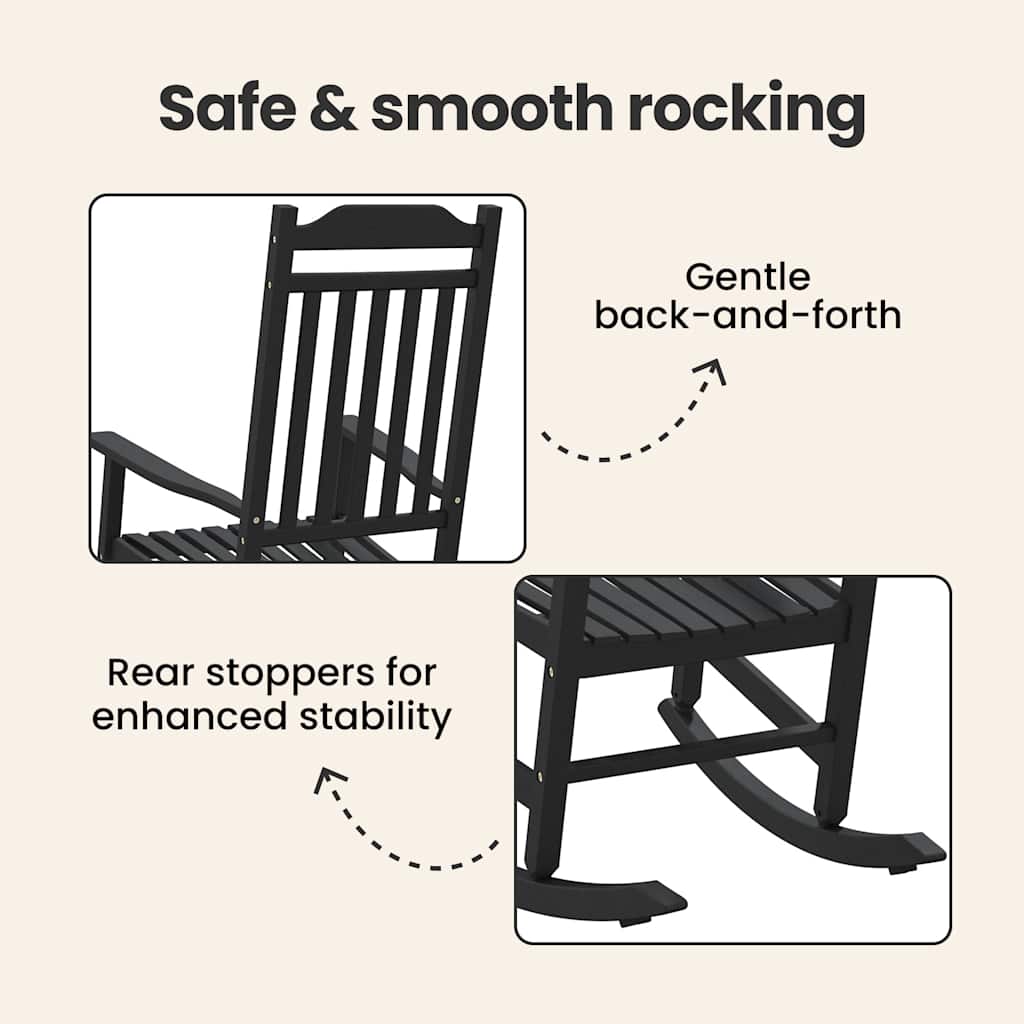 Rocking Chair Black 84 x 65 x 114 cm Resin