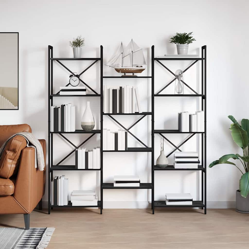 Bookshelf 156 x 25 x 167 cm Engineered Wood Black Oak