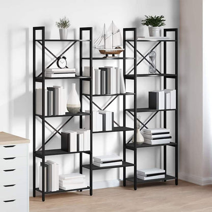 Bookshelf Black Oak 156 x 25 x 167 cm Engineered Wood