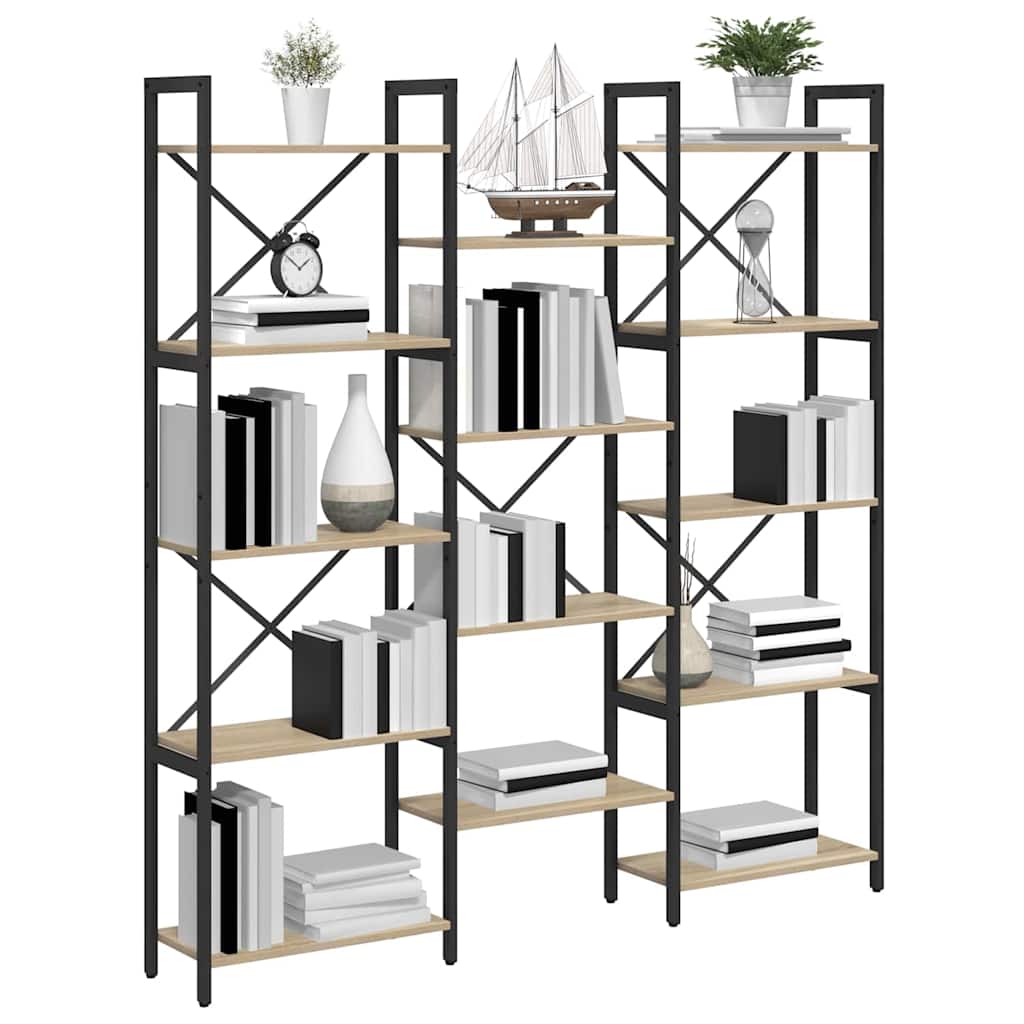 Bookshelf 156 x 25 x 167 cm Engineered Wood Sonoma Oak