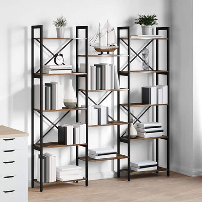 Bookshelf 156 x 25 x 167 cm Engineered Wood Smoked Oak