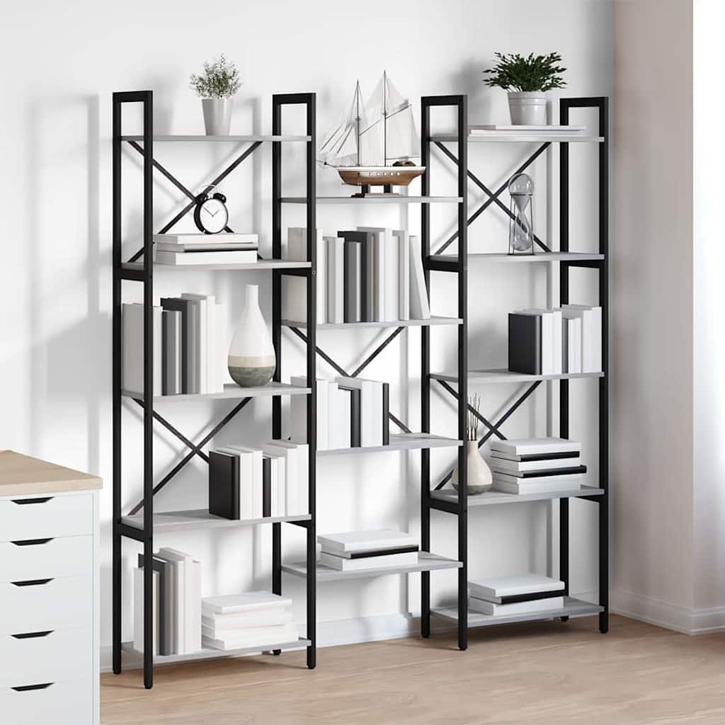 Bookshelf 156 x 25 x 167 cm Engineered Wood Grey sonoma