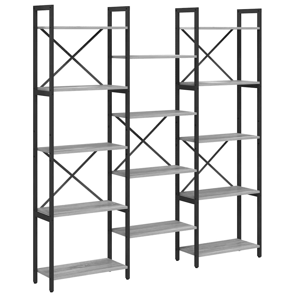 Bookshelf 156 x 25 x 167 cm Engineered Wood Grey sonoma