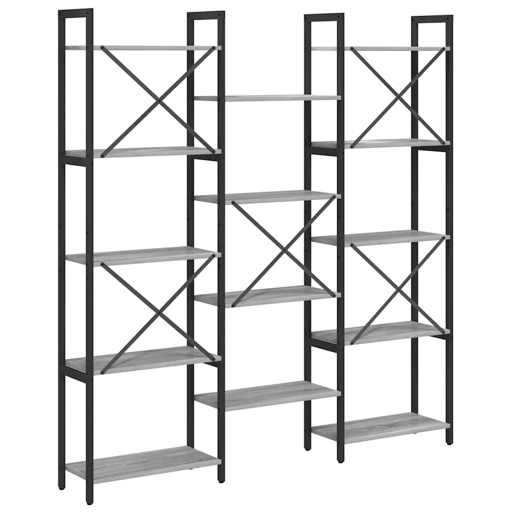 Bookshelf 156 x 25 x 167 cm Engineered Wood Grey sonoma