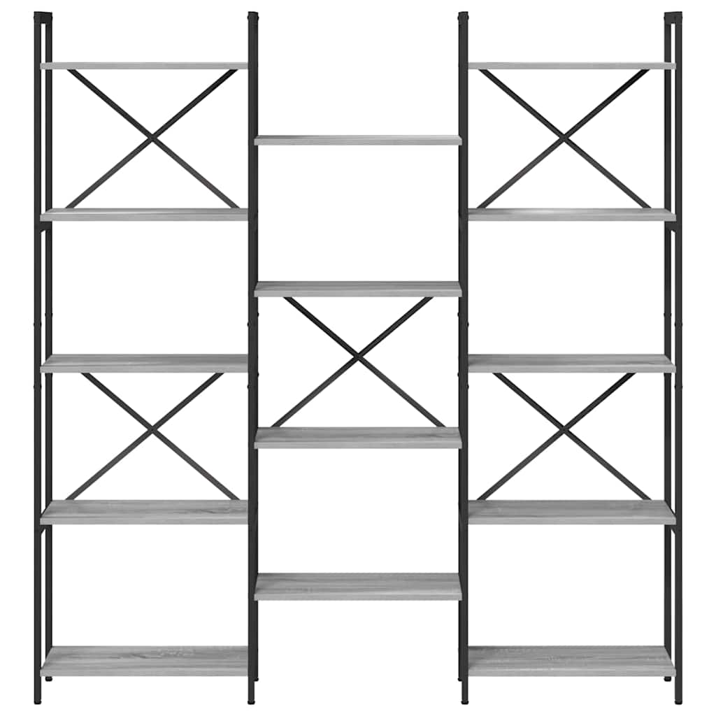 Bookshelf 156 x 25 x 167 cm Engineered Wood Grey sonoma