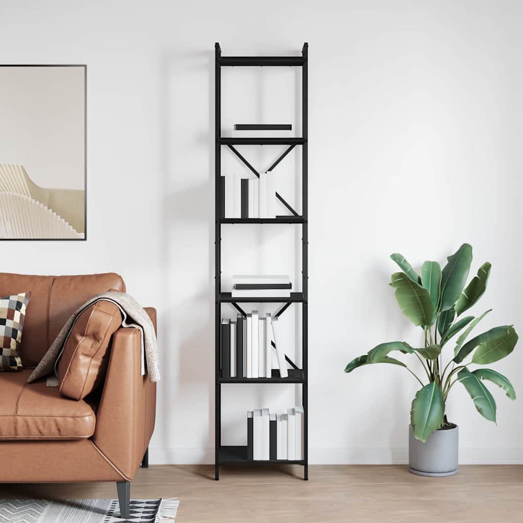 Bookshelf Black Oak 40 x 30 x 189.5 cm Engineered Wood