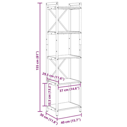 Bookshelf Black Oak 40 x 30 x 155 cm Engineered Wood