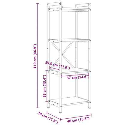 Bookshelf Black Oak 40 x 30 x 119 cm Engineered Wood