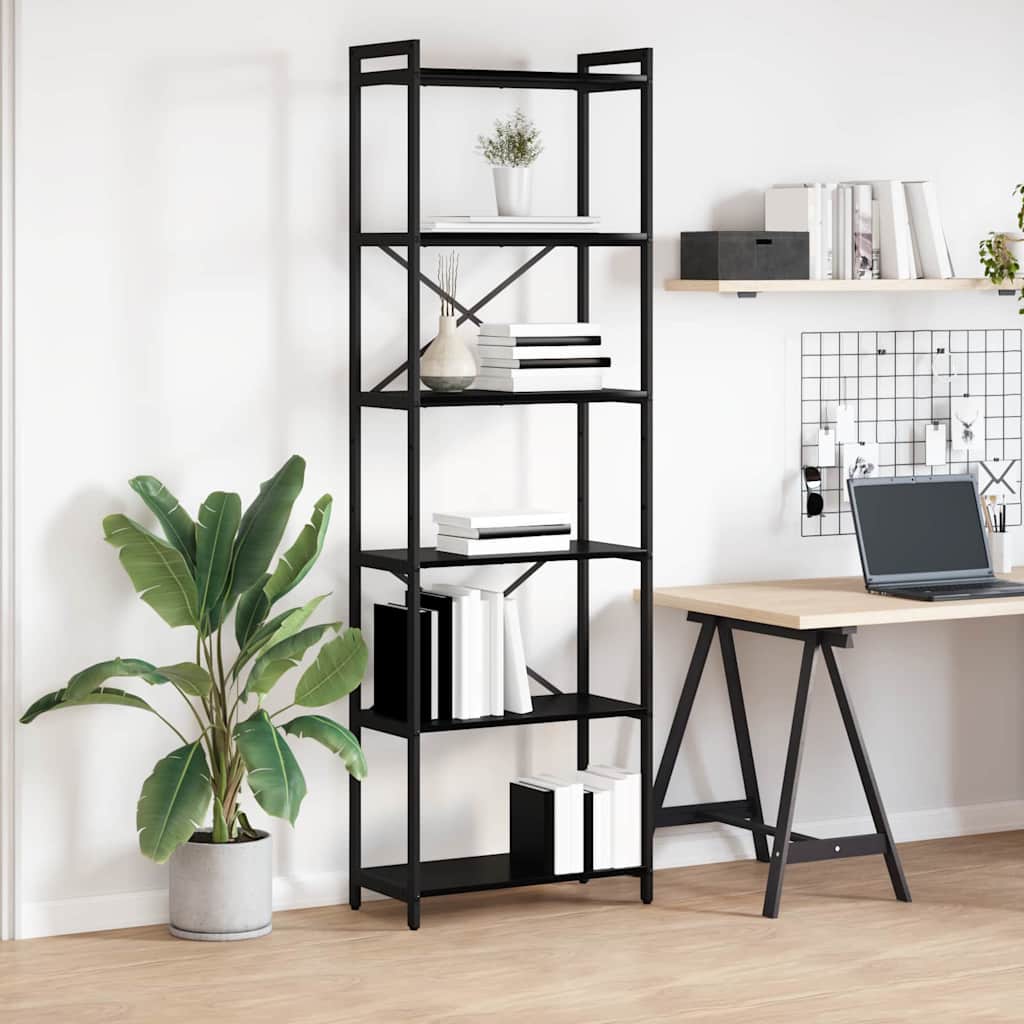 Bookshelf Black Oak 60 x 30 x 190 cm Engineered Wood