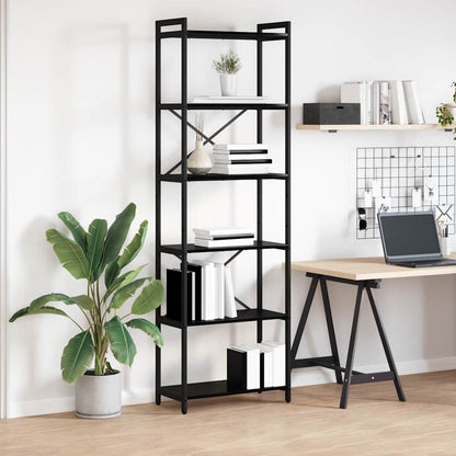 Bookshelf Black Oak 60 x 30 x 190 cm Engineered Wood