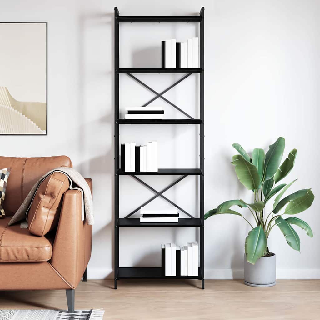 Bookshelf Black Oak 60 x 30 x 190 cm Engineered Wood