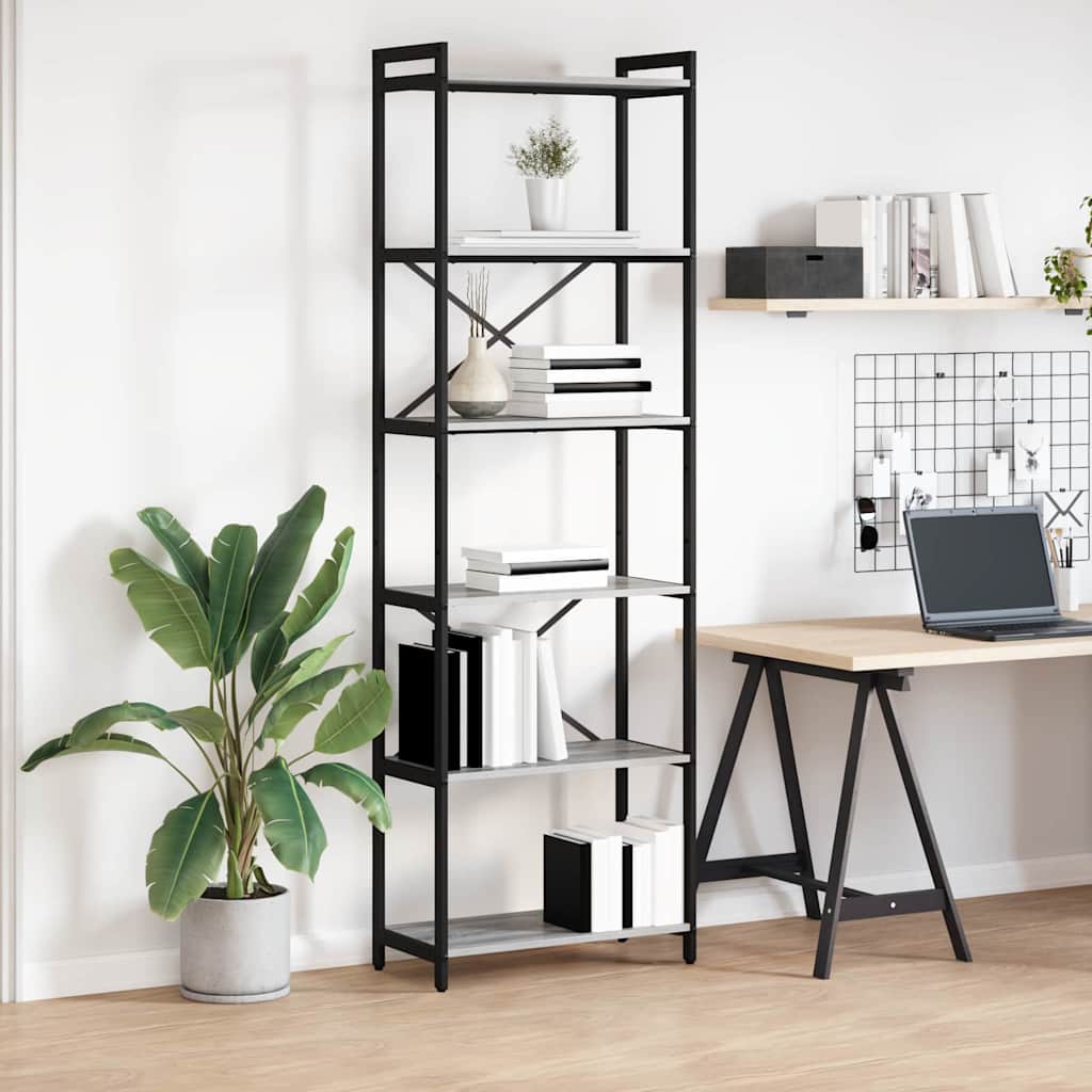 Bookshelf Grey sonoma 60 x 30 x 190 cm Engineered Wood
